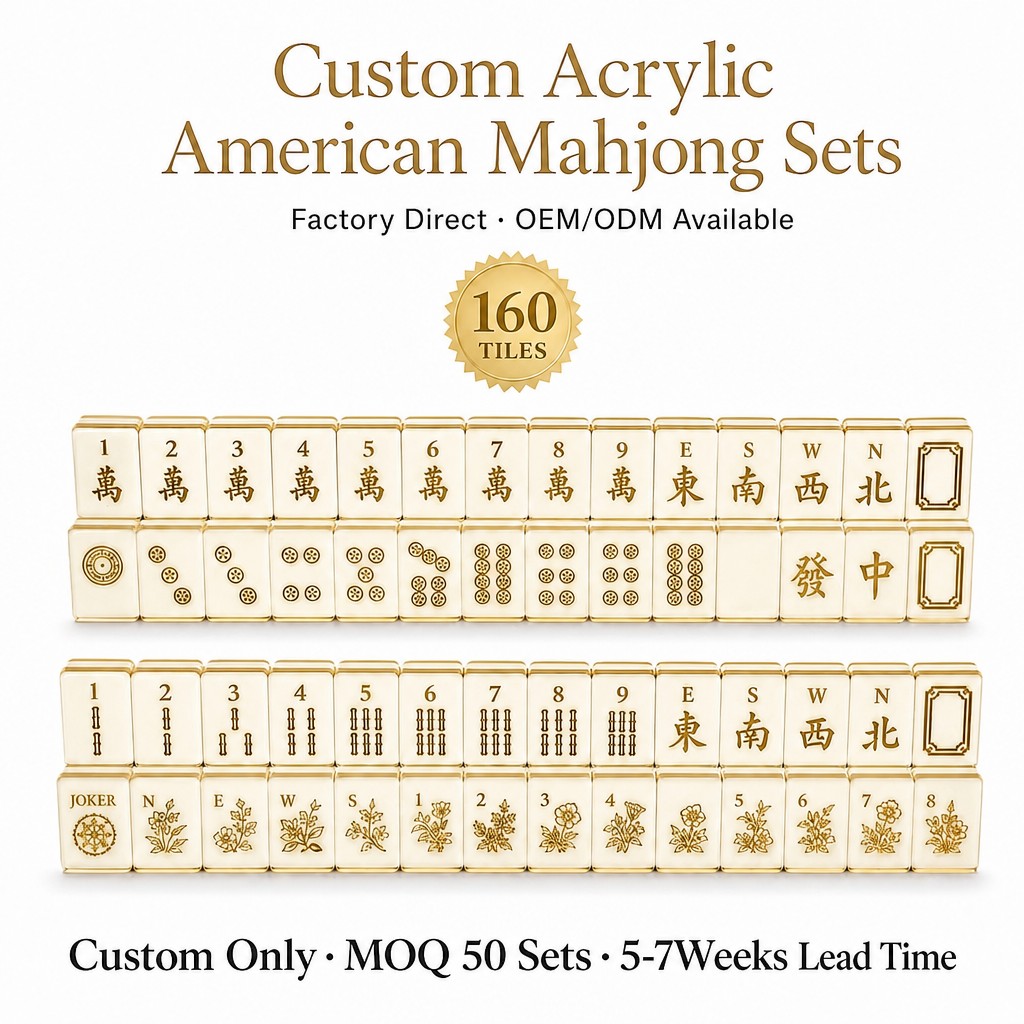 Ivory White Acrylic American Mahjong Set – 160 Tiles