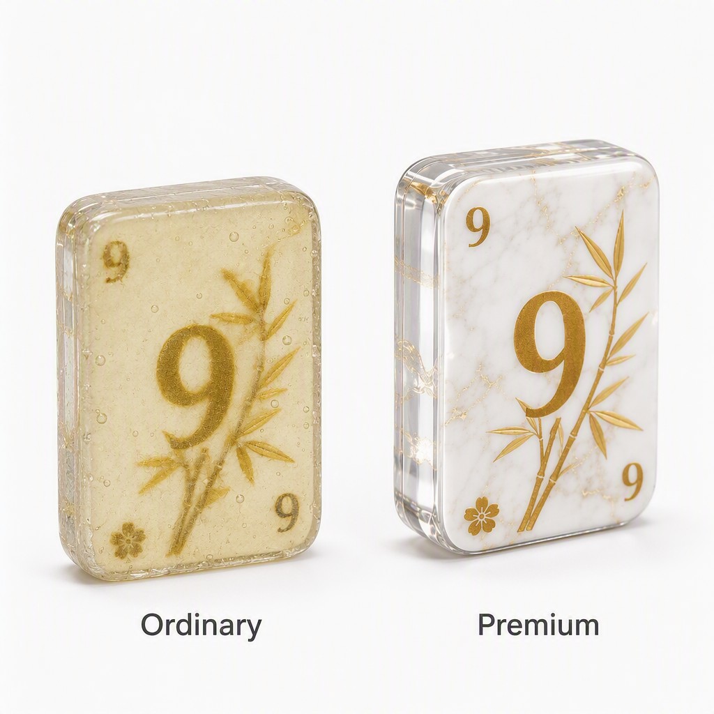 Marble Acrylic American Mahjong Set – 160 Tiles with Gold Engraving detail